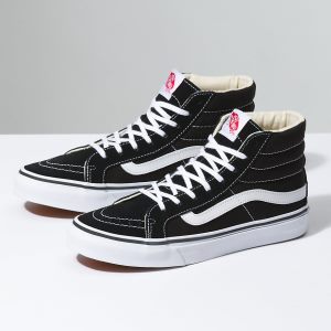 Vans Bayan Spor Ayakkabı Sk8-Hi Slim Siyah/Beyaz | 51206-606